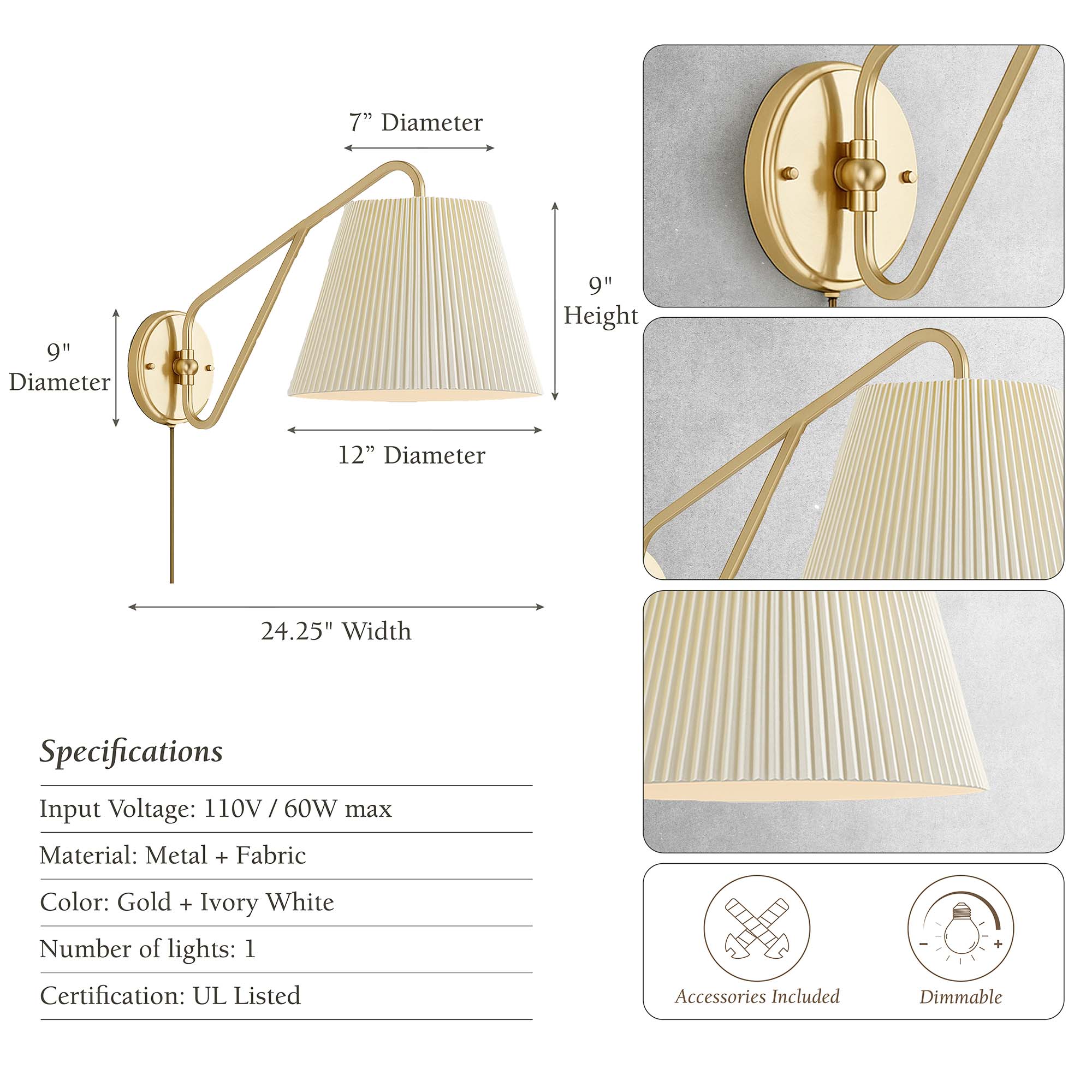 Modern Eva Swing-Arm Sconce