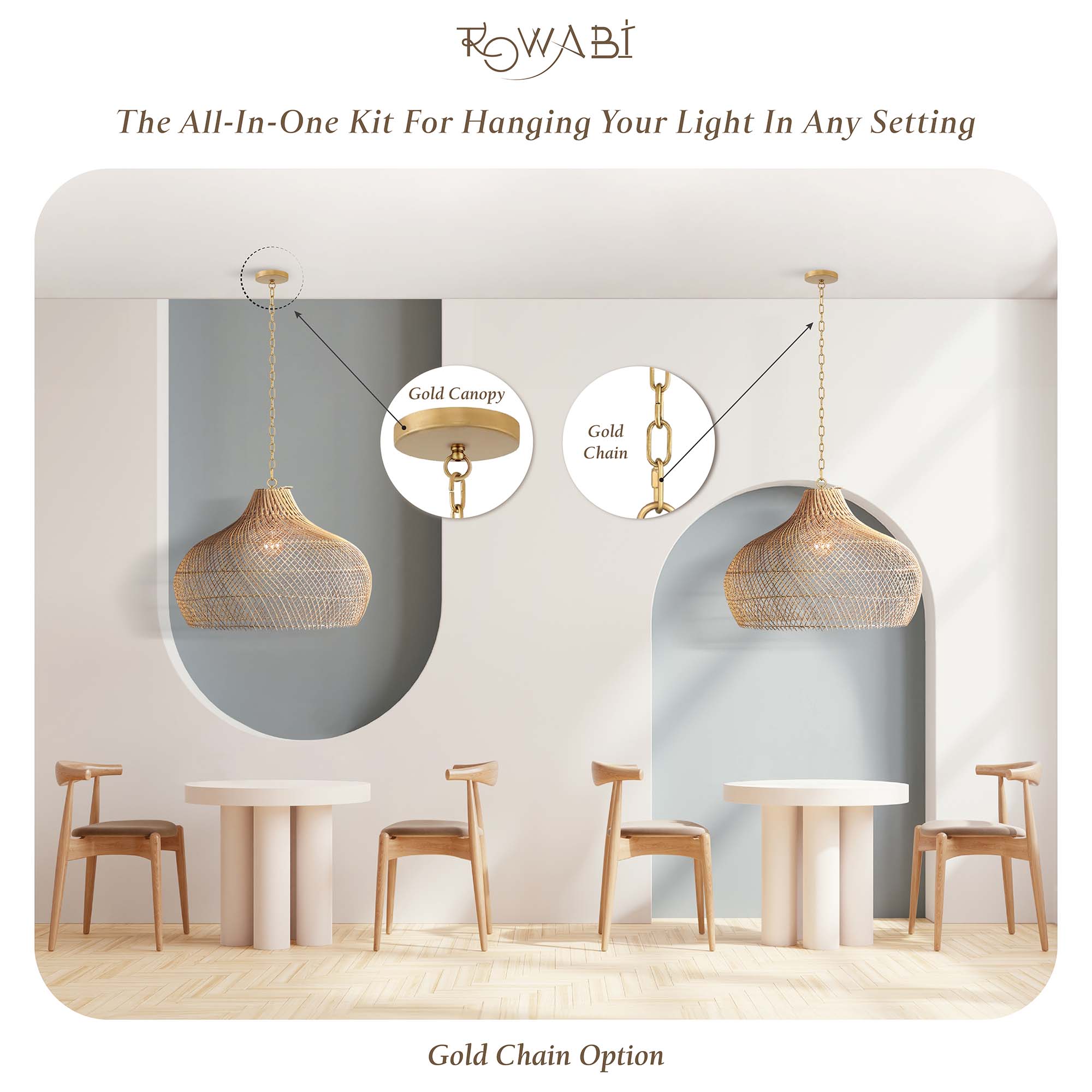 Gold Chain Hanging Pendant Light Kit