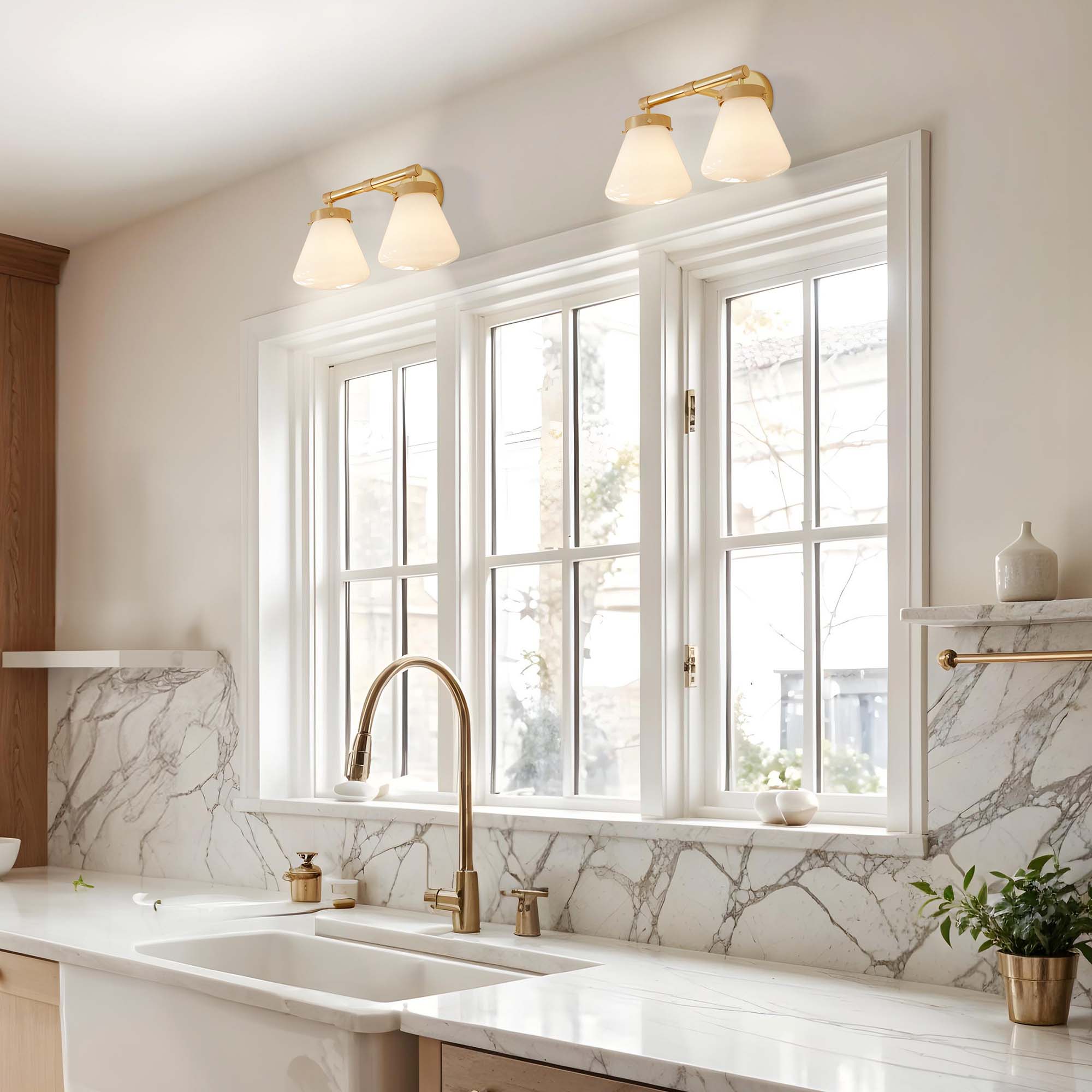 double plump dual arm wall sconce kitchen
