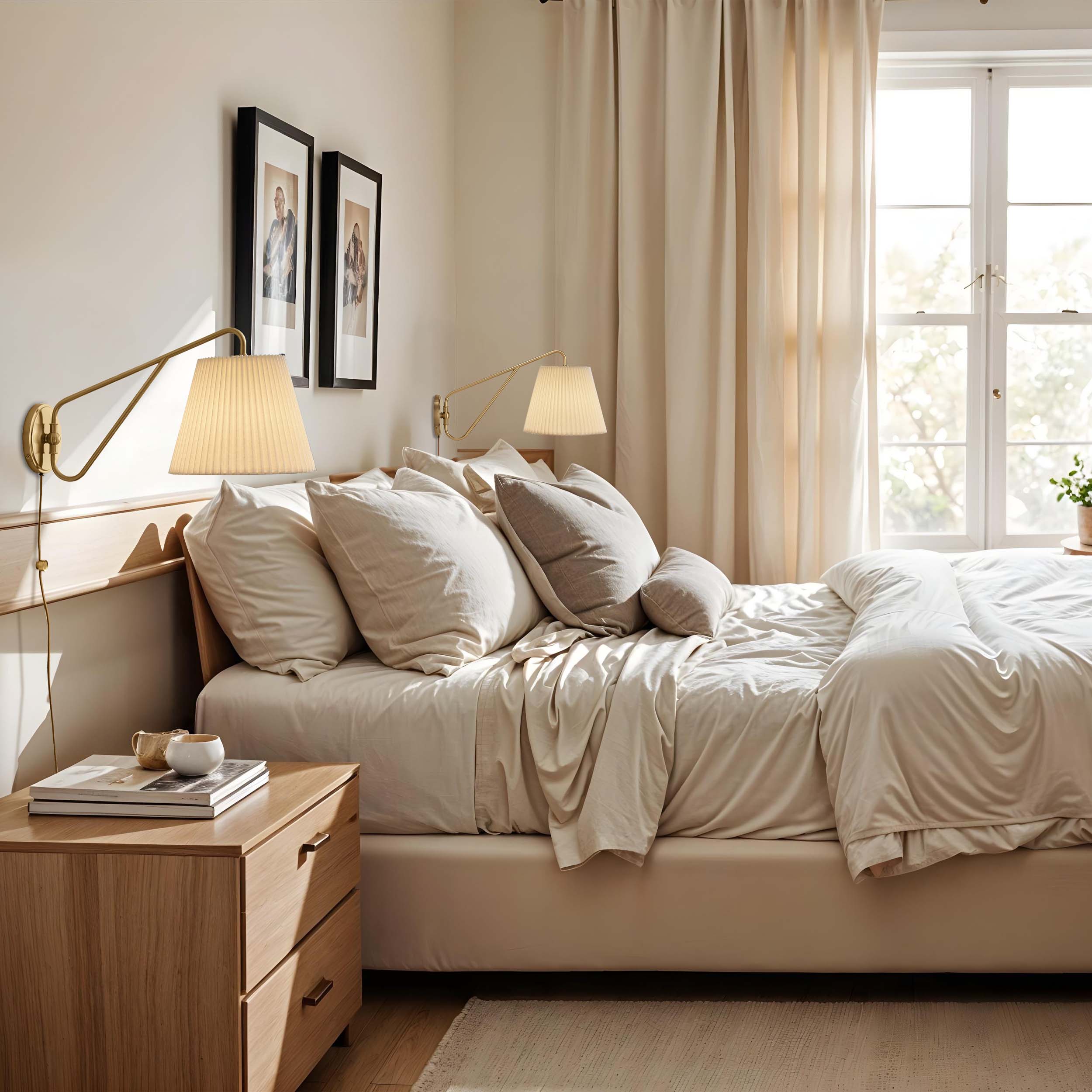eva swing arm sconce for bedroom