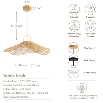 lotus pad rattan pendant light specs
