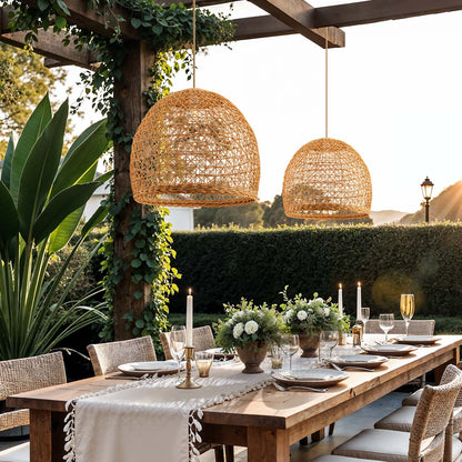 Outdoor Lumiere Dome Rattan Pendant Light