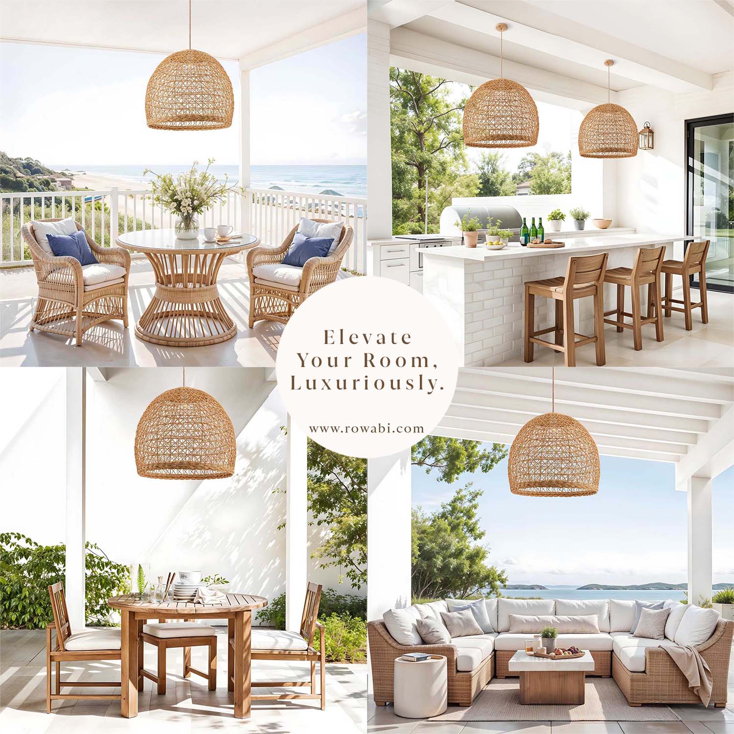 Outdoor Lumiere Dome Rattan Pendant Light