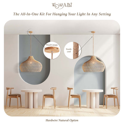 Natural Hardwired Hanging Pendant Light Kit