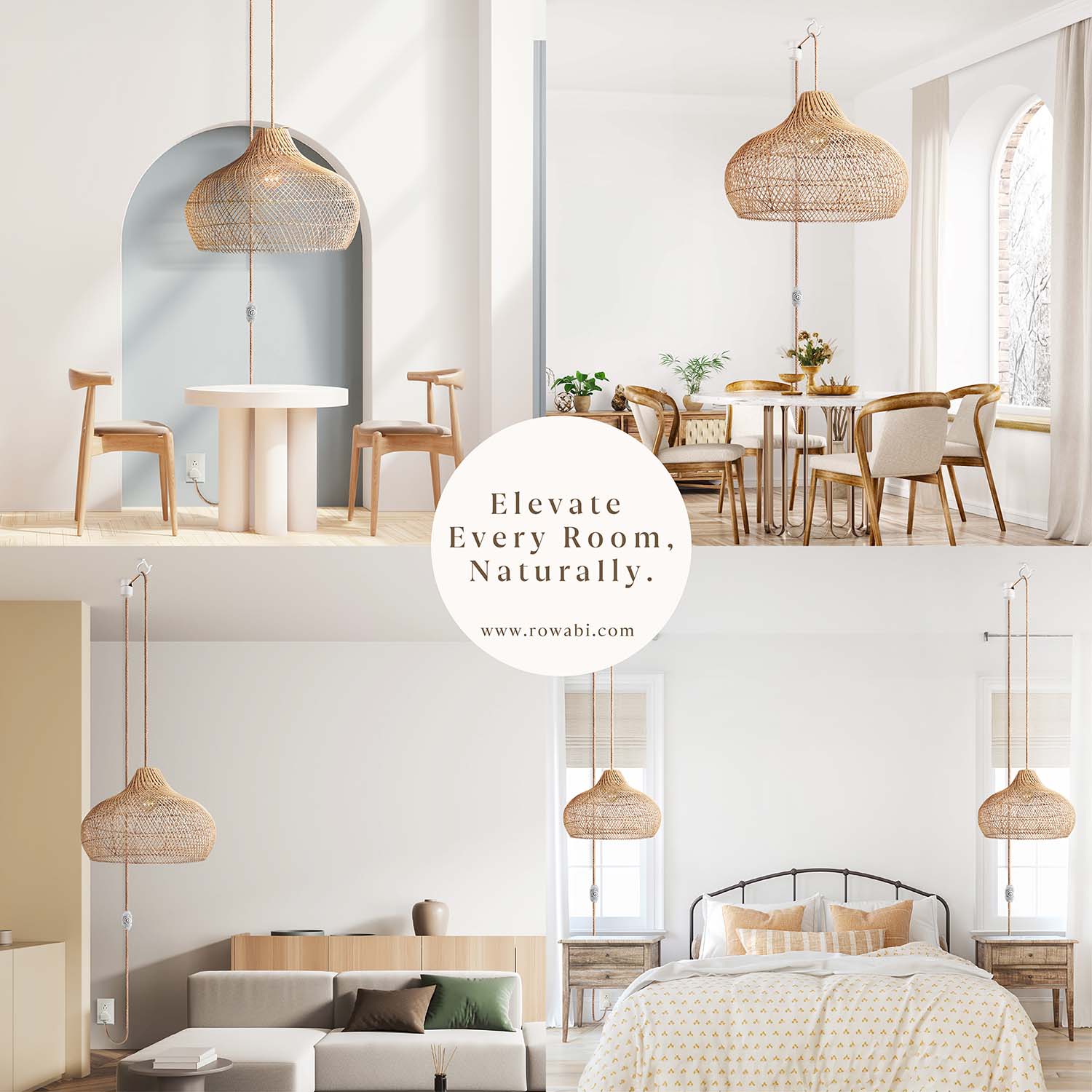 Natural Plug-In Hanging Pendant Light Kit