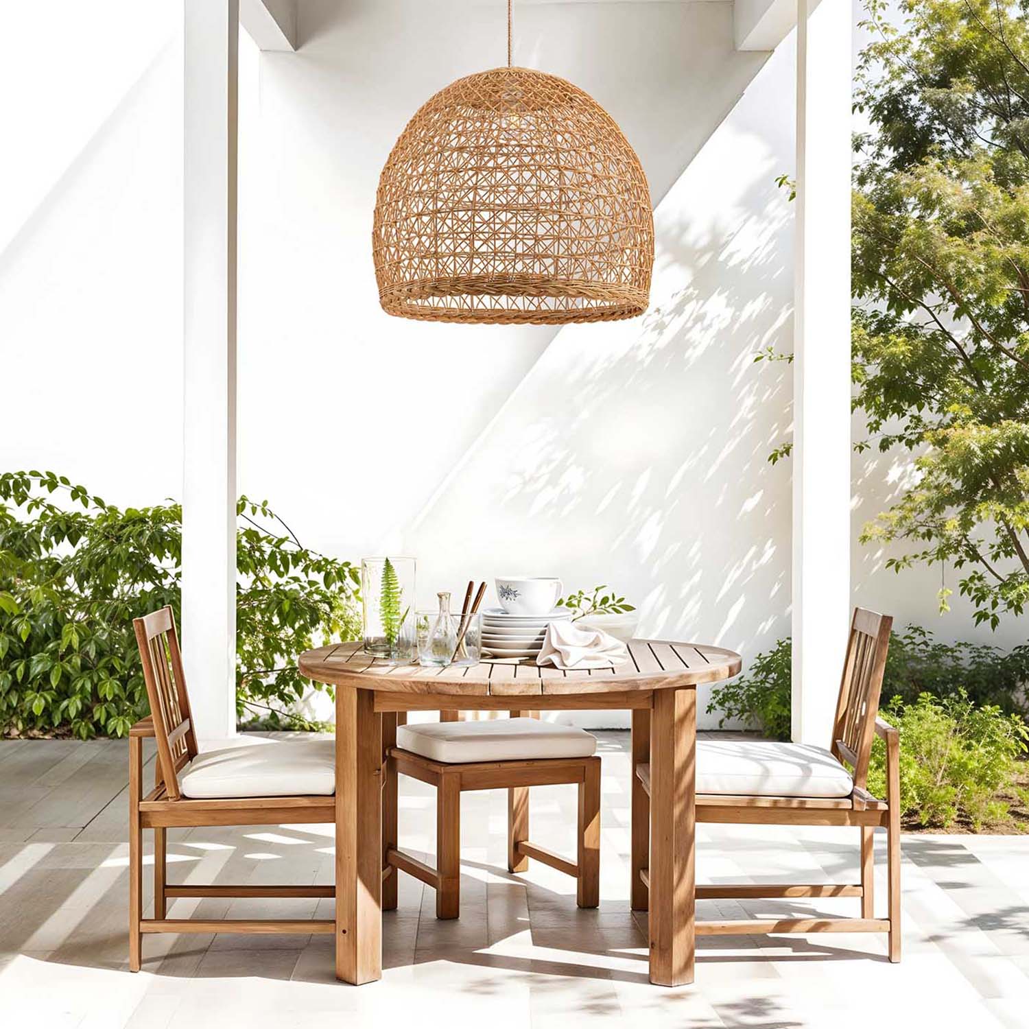 Outdoor Lumiere Dome Rattan Pendant Light