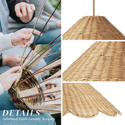 Daisy Cone Rattan Pendant Light