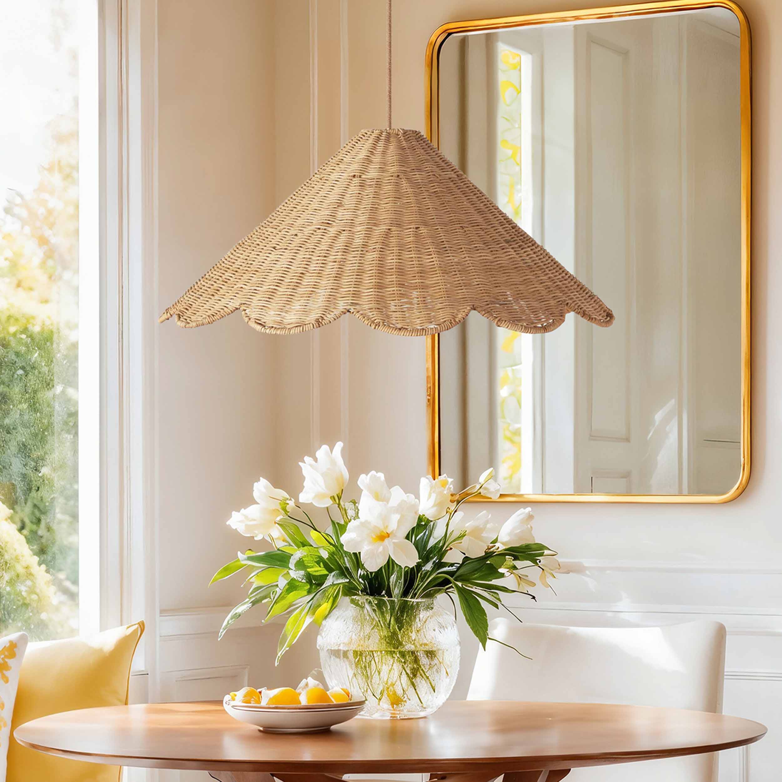 Daisy Cone Rattan Pendant Light