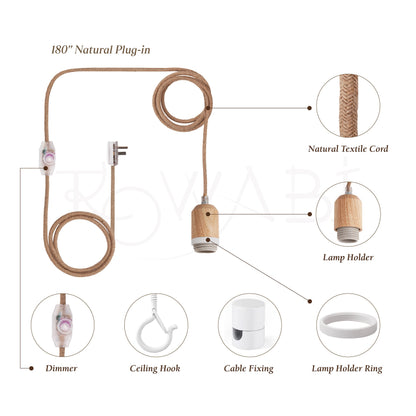 Natural Plug-In Hanging Pendant Light Kit