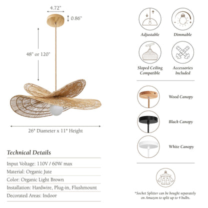 Whisper Leaf Rattan Pendant Light