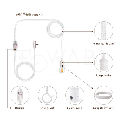 White Plug-In Hanging Pendant Light Kit