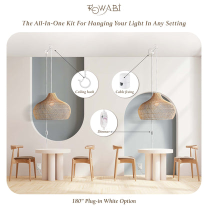 White Plug-In Hanging Pendant Light Kit