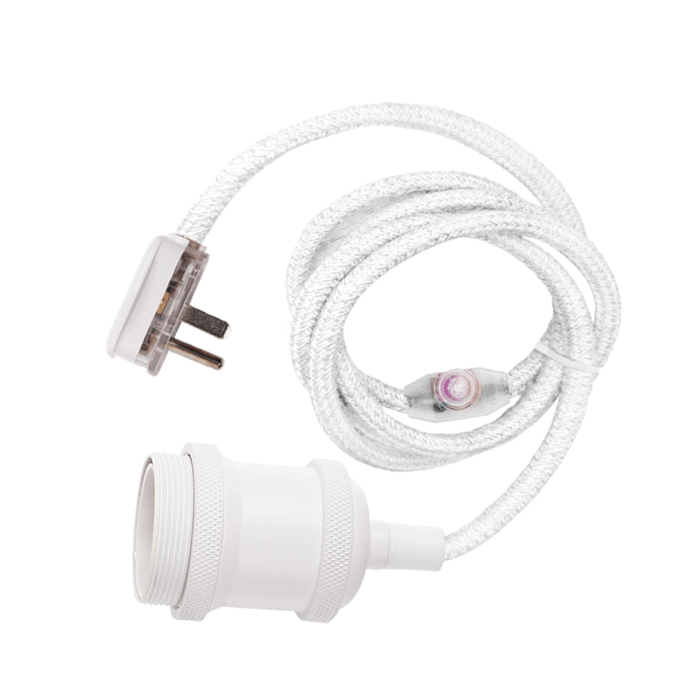White Plug-In Hanging Pendant Light Kit